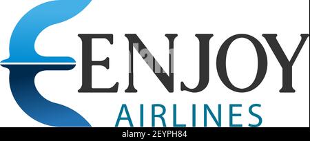 Airlines company E letter icon template. Vector fying bird or wings shape letter E symbol for air transportation or iraline brand and travel agency in Stock Vector