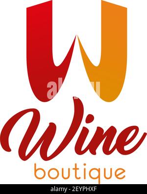 W letter icon for wine boutique. Vector letter W template for wine and alcohol drinks store or wine testing shop or winemaking product industry in mod Stock Vector