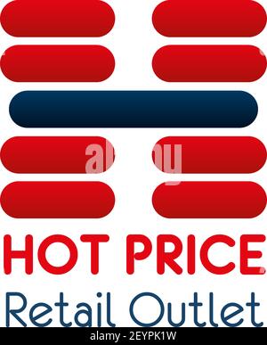 Hot price icon of letter H for fashion retail outlet shopping center and luxury clothing boutique. Vector isolated symbol of Letter Z in red and blue Stock Vector