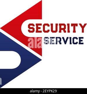Security service icon for protection technology company branding template. Red and blue abstract symbol of letter S for internet security guard system Stock Vector