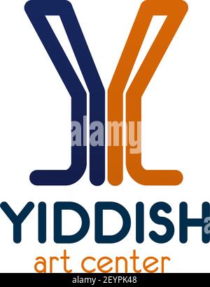 Y letter icon of Yiddish art center. Vector isolated letter Y lines symbol template Jewish culture and tradition club or Jew traditional art gallery a Stock Vector
