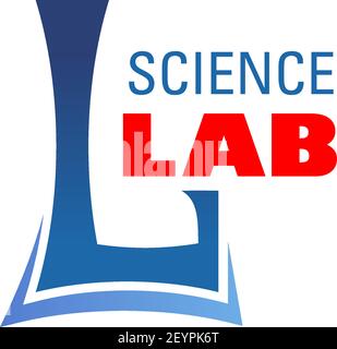 Science Lab L letter icon for chemical or pharmaceutical laboratory. Vector isolated letter L in chemist beaker shape for innovation medicine research Stock Vector