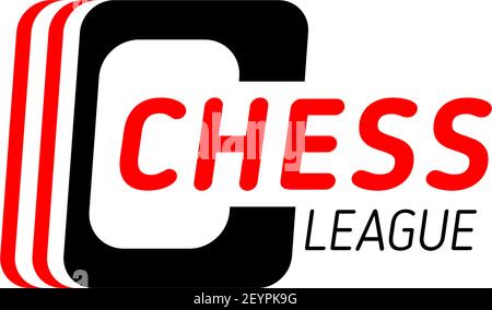 Chess league symbol for sporting competition branded emblem template. Black and red corporate identity font of capital letter C for chess sport club o Stock Vector