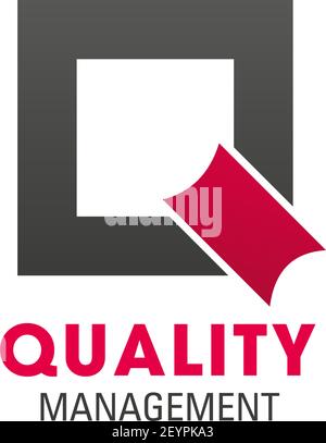 Quality management symbol for business card design. Corporate identity font of abstract letter Q, composed of gray and pink squares for company emblem Stock Vector