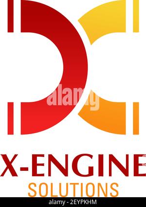 Engine solutions X letter icon for automotive industry or car technology design and industrial development. Vector isolated letter X in magnet shape f Stock Vector