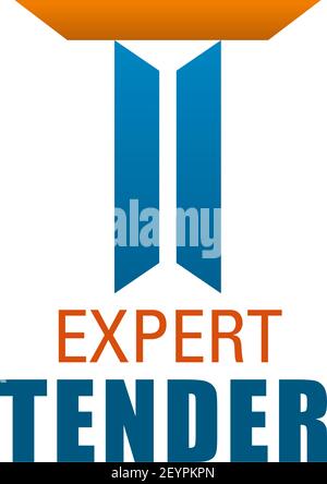 T letter icon for expert tender company. Vector letter T geometric shape symbol template for commercial or bank tender and trade specialist agency in Stock Vector
