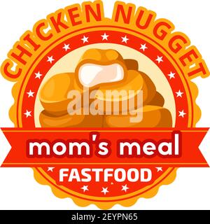 Fast food chicken nuggets icon for fastfood restaurant. Vector isolated symbol chicken bbq or grill finger food snack for street food cafe or cinema b Stock Vector