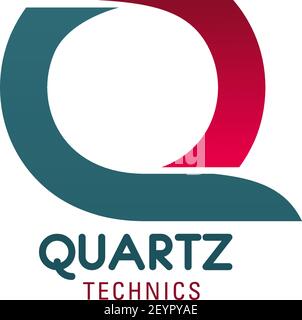 Quarts technics vector icon. Vector emblem for electronic components shop. Creative badge for modern watch shop, isolated on white background. Enginee Stock Vector