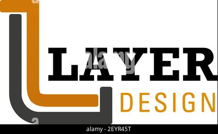 Design studio or printing house L letter icon for Layer advertising agency. Vector letter D symbol for designer creative studio or printing production Stock Vector