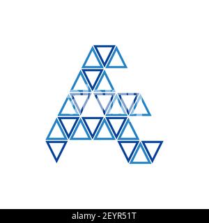blue line triangle geometric shape letter A E logo design concept Stock Vector