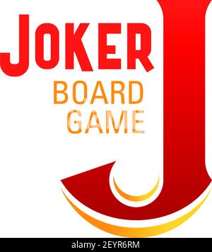 Joker board game letter J icon for table game or boardgame family entertainment and leisure design. Vector letter J for educational or kid and childre Stock Vector