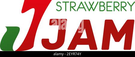 Strawberry jam vector icon isolated on white background. Abstract strawberry design for organic food production company. Creative badge for for packag Stock Vector
