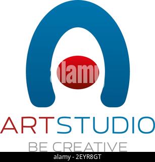 Vector icon for art studio be creative. Concept of art salon or design studio or paint school. Creative label for graphic design studio or dancing or Stock Vector