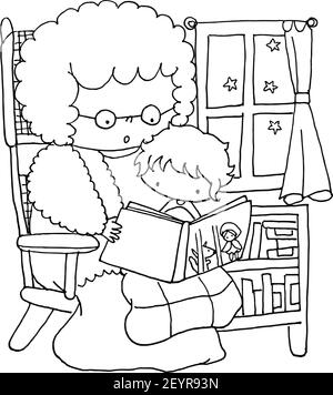 vector cartoon grandma reading book for kids Stock Vector Image & Art ...