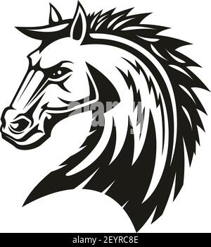 Arabian rebellion horse isolated head. Vector equestrian sport symbol, stallion or mane profile Stock Vector