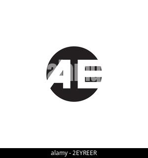 A  E  letter negative space circle logo design vector Stock Vector