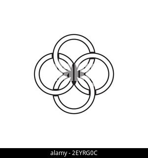 interlocking circles line logo design vector Stock Vector