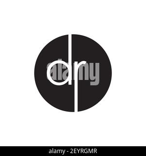 lowercase d r  letter negative space circle logo design vector Stock Vector