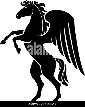 Pegasus winged horse isolated. Vector Greek mythology symbol, animal ...