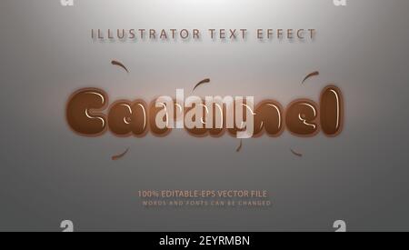 Chocolate brown text effect 100% editable Stock Vector
