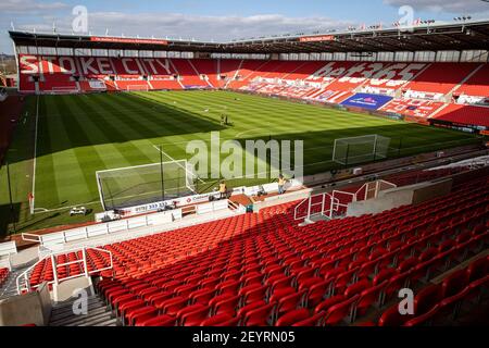 6th March 2021; Bet365 Stadium, Stoke, Staffordshire, England; English Football League Championship Football, Stoke City versus Wycombe Wanderers; The sun out at the Bet365 stadium Stock Photo