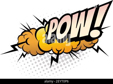 Sound blast, Pow bubble comic book cartoon icon. Vector Pow sound cloud, explosion boom bang, superhero comic book art speech Stock Vector