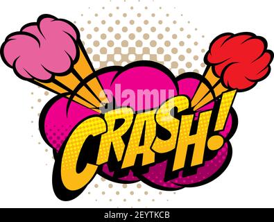Sound blast, Crash bubble cloud, comic book cartoon icon. Vector Crash exclamation sound cloud of explosion puff Stock Vector