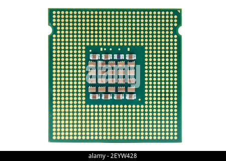 CPU, central processor unit, isolated background. Main electronic circuitry for computer. Stock Photo