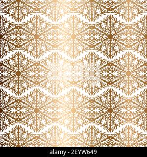 Golden snowflakes seamless vector pattern Abstract background Stock Vector
