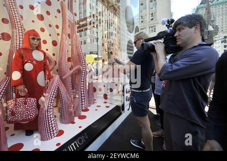 10 July 2012 - New York - Japanese artist Yayoi Kusama attends the Louis  Vuitton And Yayoi Kusama Collaboration Unveiling at Louis Vuitton flagship  store on 5th Avenue and 57th Street on