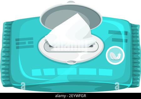 Antibacterial napkins open pack isolated mockup in realistic design. Vector wet wipes, hygiene paper to clean hands and makeup, sanitary napkin packag Stock Vector