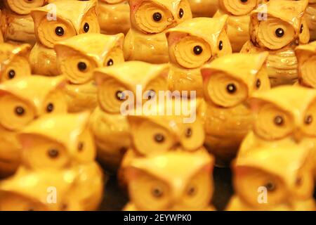 Ceramic Owl Figurines Stock Photo