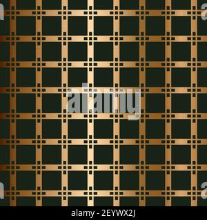 Abstract vector geometric seamless pattern with rectangles and crossed stripes. Ornamental golden background Stock Vector
