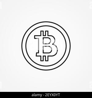 Bitcoin outline icon vector payment symbol. Cryptocurrency logo isolated on white background Stock Vector