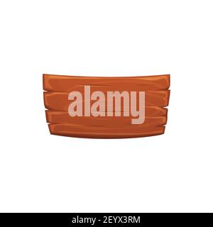 Sign board old wood planks isolated realistic icon. Vector signpost pointer, wood banner. Billboard of old wood planks, empty timber panel. Plywood gu Stock Vector
