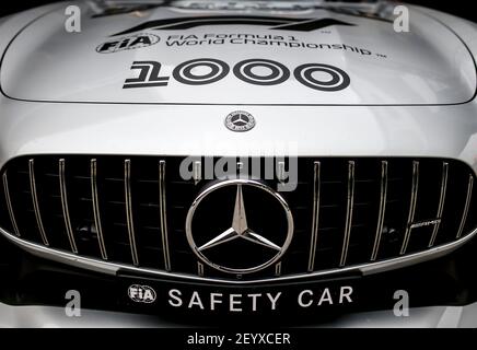 F1 1000th race sticker on the Safety Car during 2019 Formula 1 FIA ...