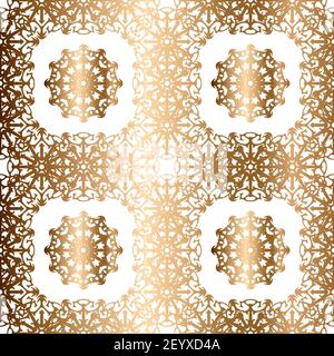 Golden snowflakes seamless vector pattern. Abstract background Stock Vector