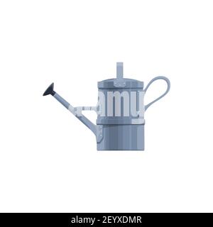 Garden watering can vector icon. Old metal pot for gardening works. Farming instrument, equipment for water plants isolated on white background, carto Stock Vector