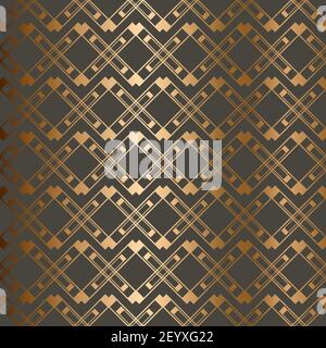 Abstract vintage geometric seamless pattern. Brown golden background. Vector illustration Stock Vector