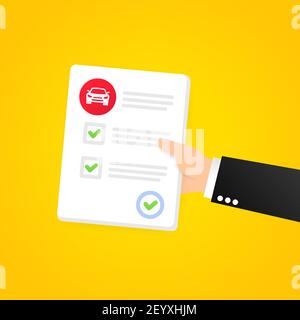 Successful driving exam paper banner. Driving school examination. Vector on isolated background. EPS 10. Stock Vector