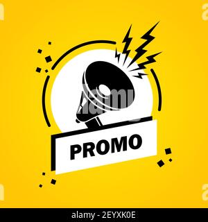 Megaphone with Promo speech bubble banner. Loudspeaker. Label for business, marketing and advertising. Vector on isolated background. EPS 10. Stock Vector