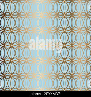 Abstract vector oriental seamless golden pattern. Blue background. Stock Vector