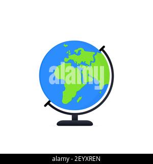 Planet map globe icon. Earth symbols, world globus pictograms, traveler wide geography symbol or eco space explore icon. Vector on isolated white back Stock Vector