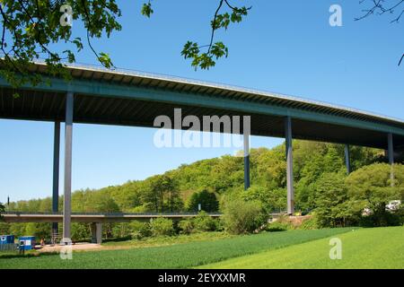 Fechinger Talbrücke, very high beam bridge in the Saarland Stock Photo