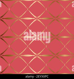 Abstract vector geometric seamless golden pattern. Pink, coral, salmon, peachy background. Stock Vector