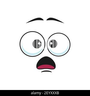 Surprised cartoon face vector icon, funny emoji, astonished facial expression with wide open mouth and goggle eyes, feelings isolated on white backgro Stock Vector