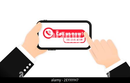 Call us now banner. Template for phone number in website header. Vector on isolated white background. EPS 10. Stock Vector