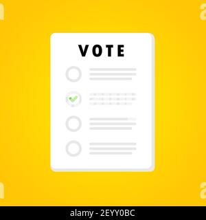 Vote form banner. Voting bulletin. Election concept.Vector on isolated background. EPS 10. Stock Vector