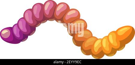Jelly worm candy isolated realistic icon. Vector gummy marmalade cartoon color worm, Halloween treat or trick, sweet or sour dessert. Chewing multicol Stock Vector