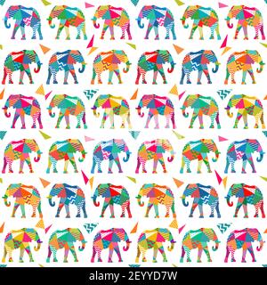 Seamless elephant kids pattern wallpaper background in vector Stock Vector